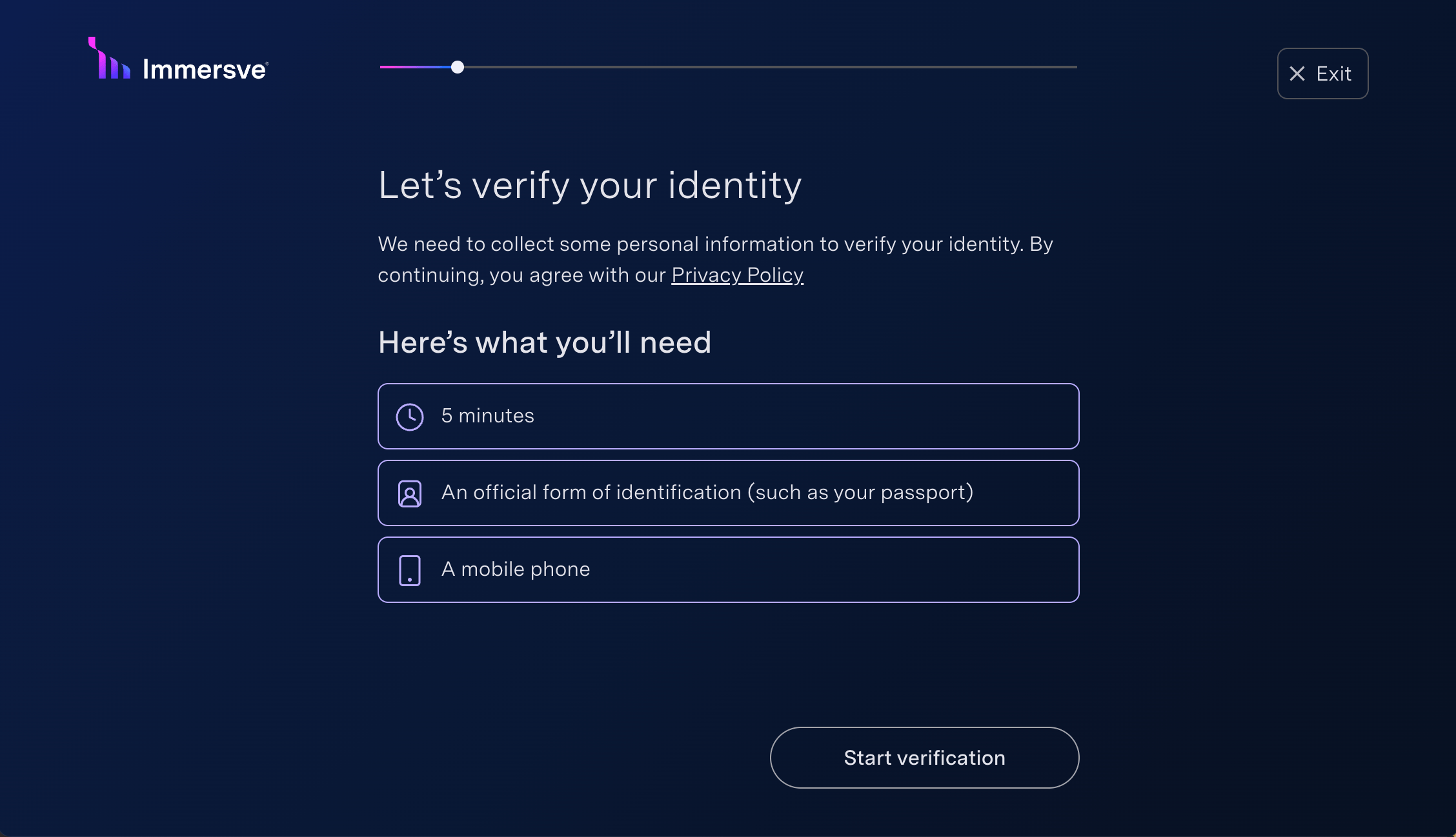 KYC UI screenshot